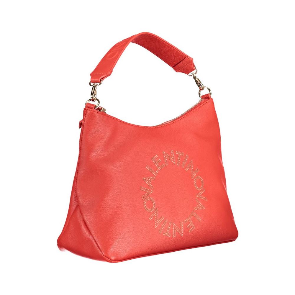Valentino Bags red polyethylene handbag with removable handle, adjustable strap, internal pocket, phone holder, and logo design.