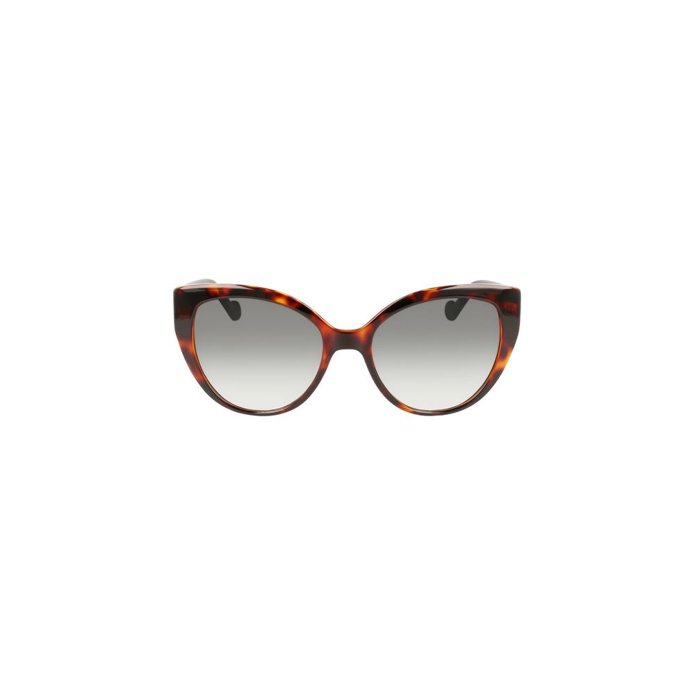 Liu Jo Brown Bio Injected Women's Sunglass with green lenses offering UV protection and eco-friendly round silhouette frame.
