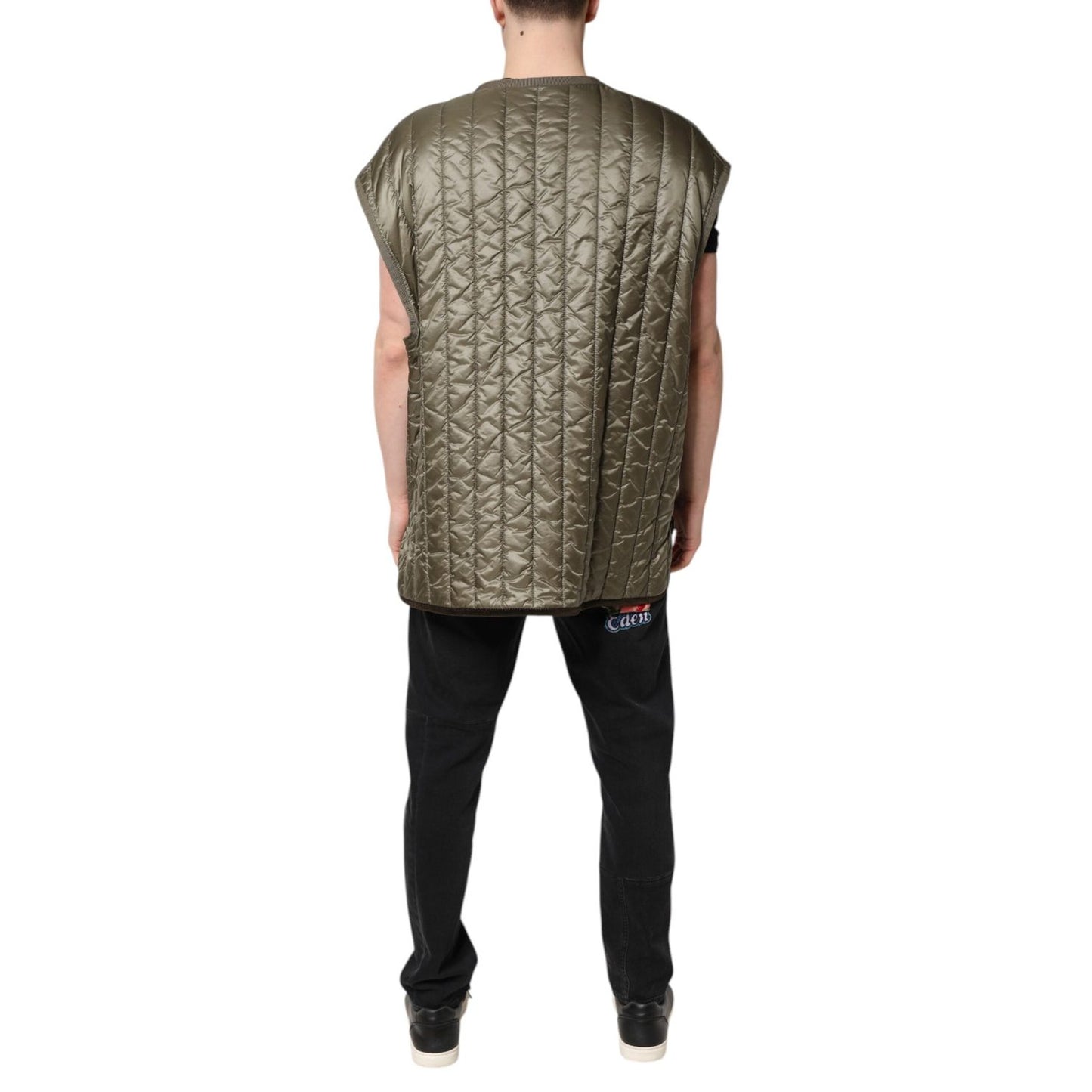 Dolce & Gabbana Brown Logo Plaque Quilted Vest Jacket JKT3783-52