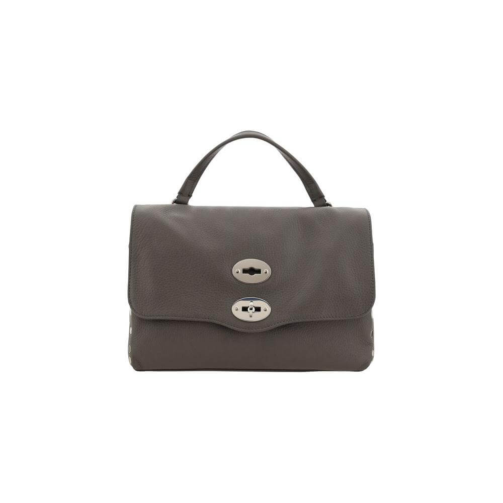 Zanellato Postina Daily Shoulder Bag in calfskin with leather handle, front closure, and adjustable strap, featuring two compartments.