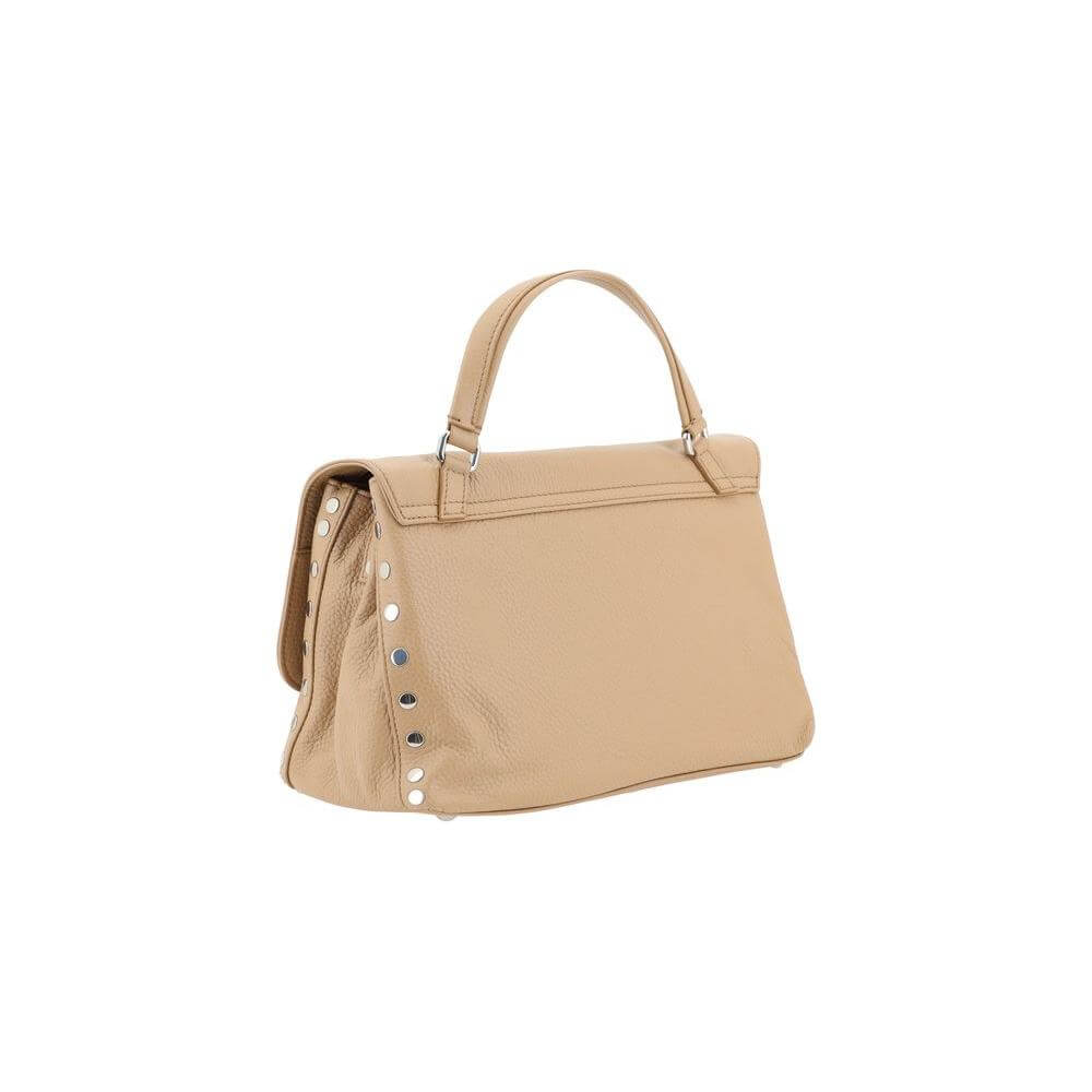 Zanellato Postina Daily Shoulder Bag in calfskin leather with studs, single handle, adjustable strap; elegant and versatile design.