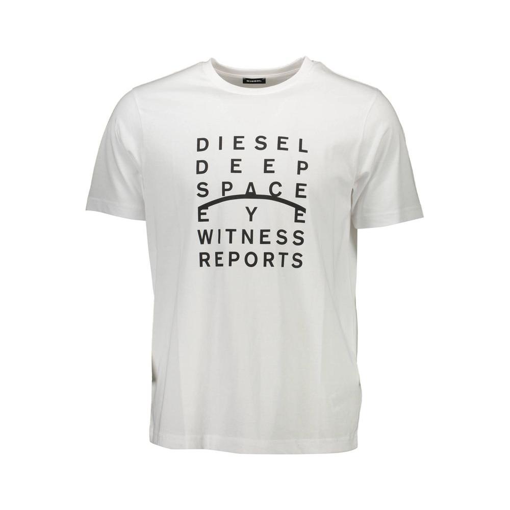 Diesel White Cotton Men T-Shirt Diesel Light Gray