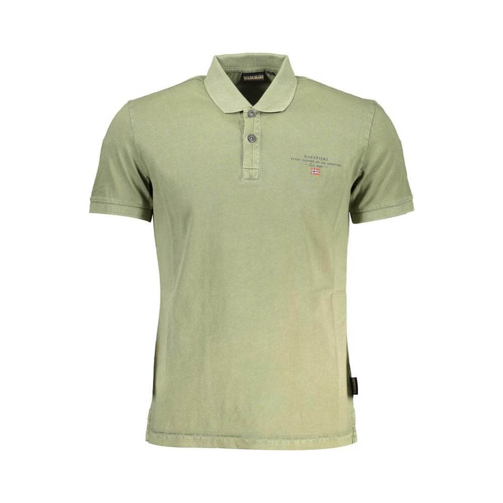 Napapijri Green Cotton Men Polo Shirt Napapijri Dark Gray