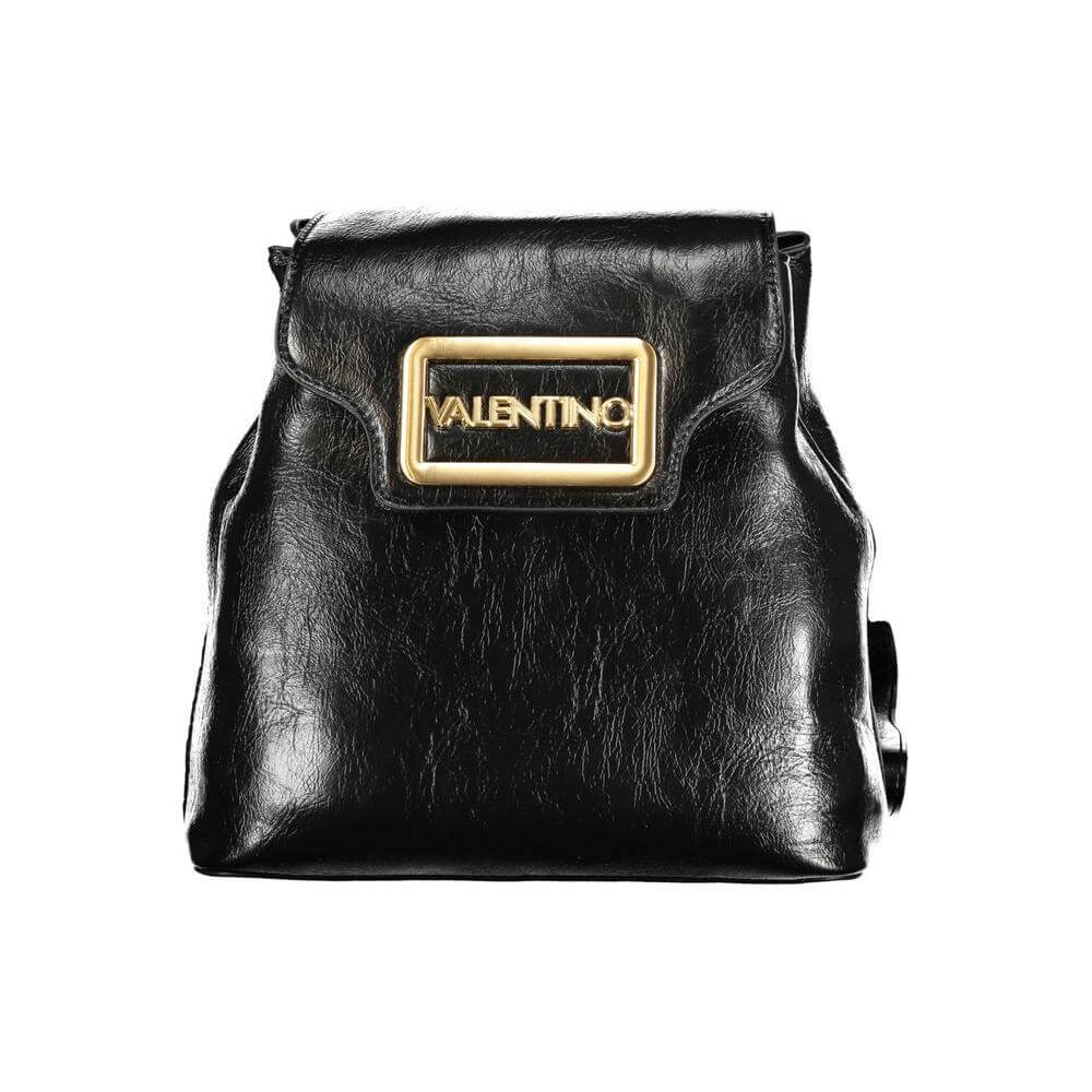Valentino Bags black polyethylene women's backpack with iconic logo and adjustable straps.