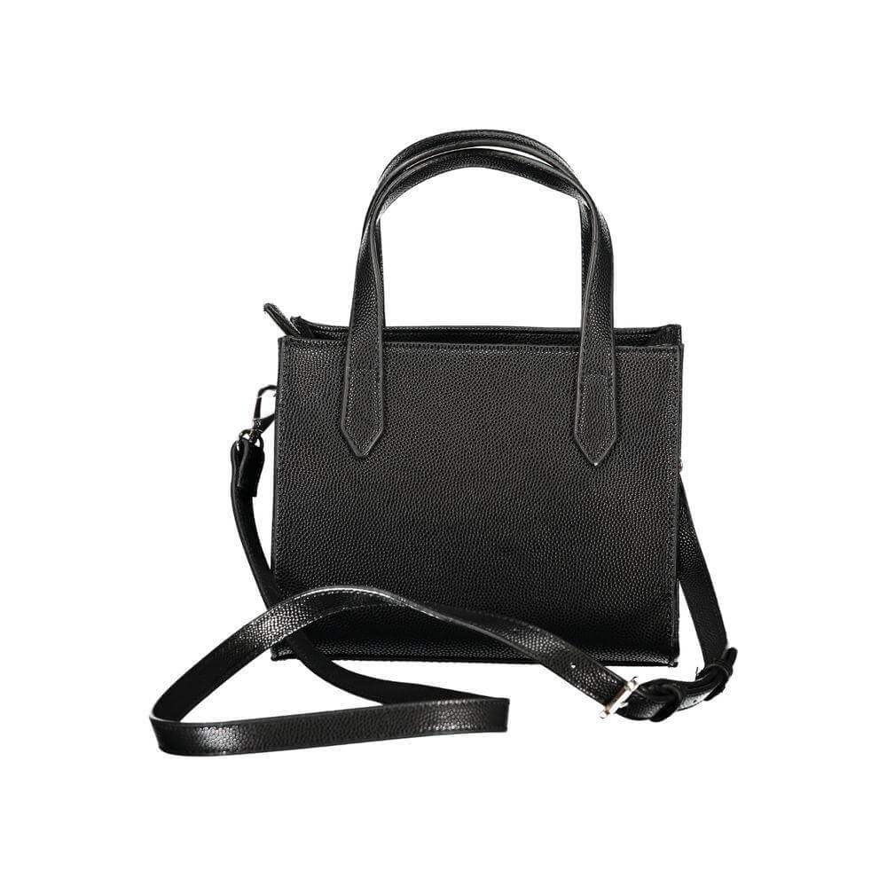 Valentino Bags black polyethylene women's handbag with two handles and removable shoulder strap for versatile wear.