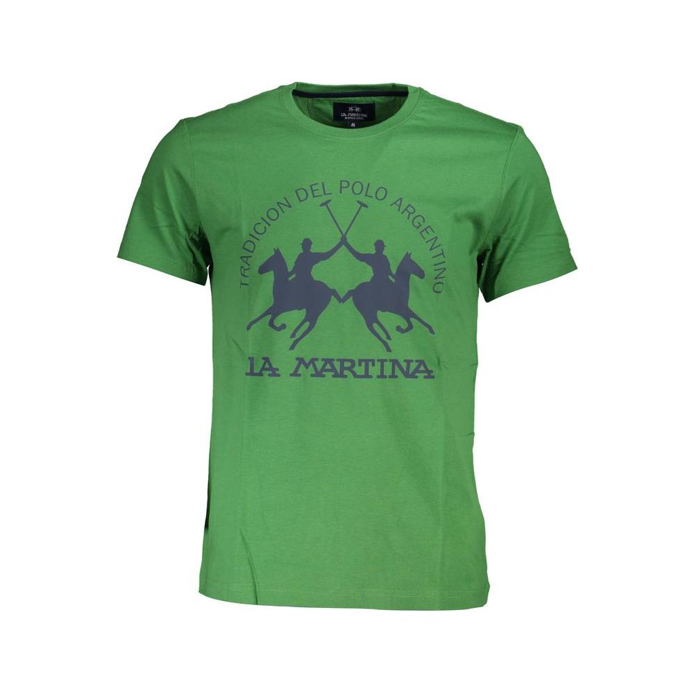 La Martina Green Cotton Men T-Shirt La Martina Sea Green