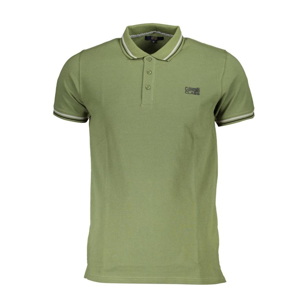 Cavalli Class Green Cotton Polo Shirt Cavalli Class Dim Gray