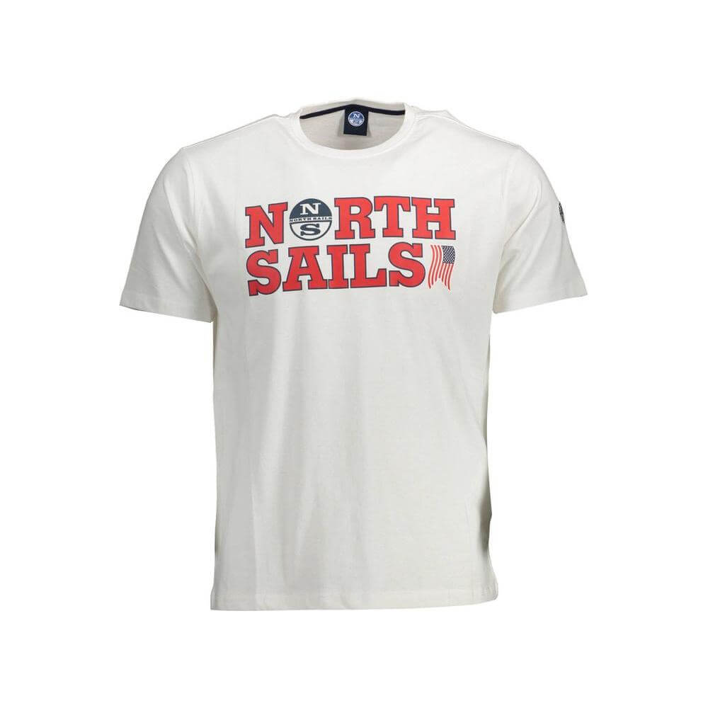 North Sails White Cotton Men T-Shirt North Sails Light Gray
