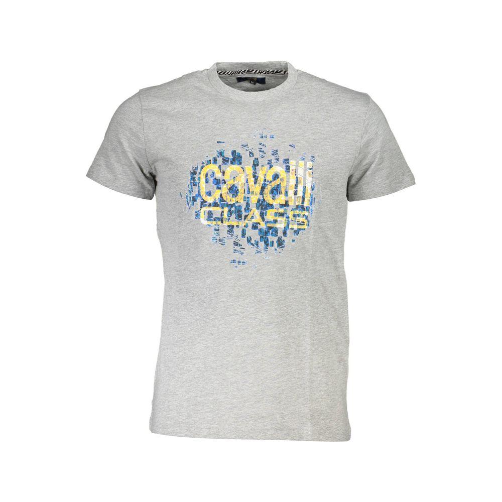 Cavalli Class Gray Cotton Men T-Shirt Cavalli Class Gray