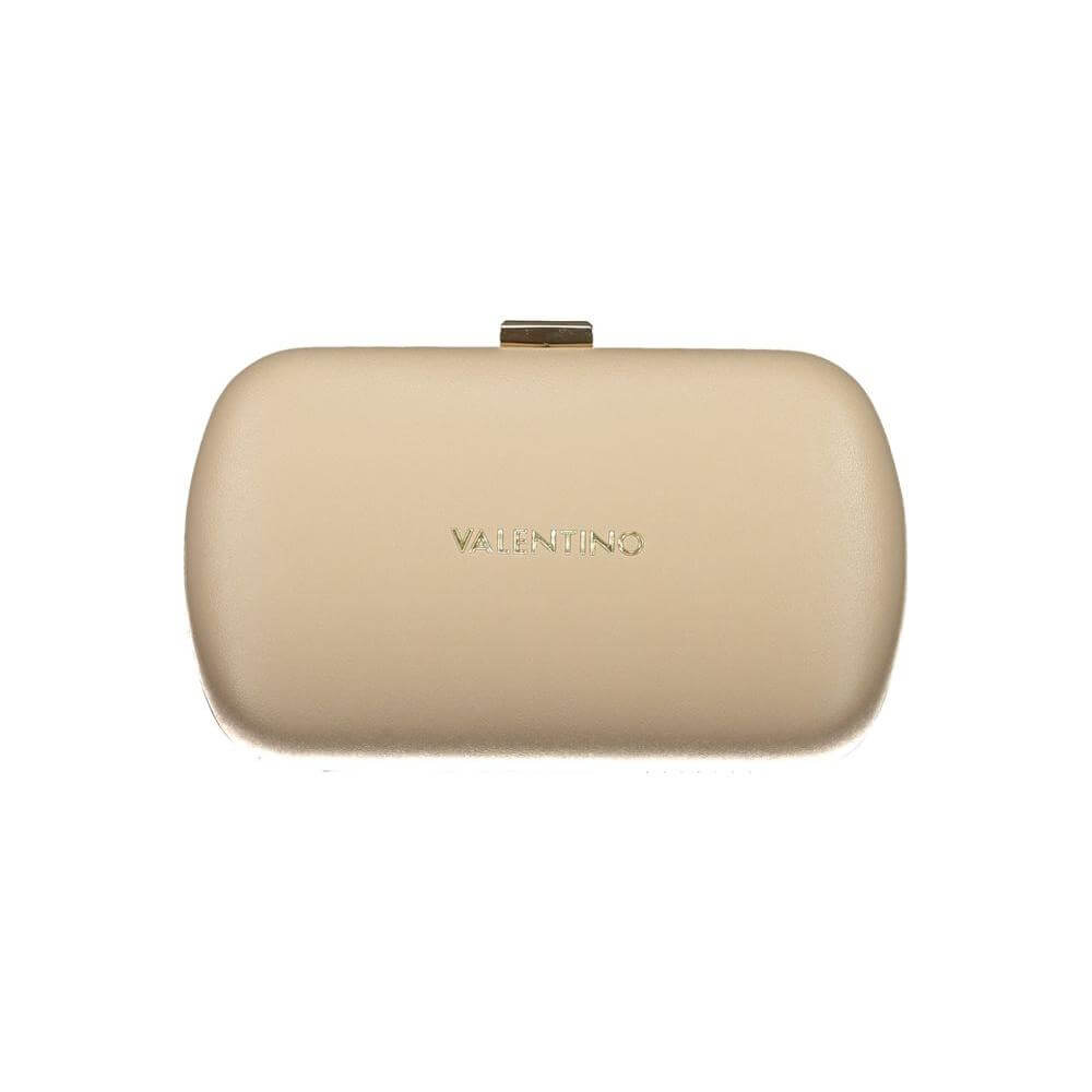 Valentino Bags beige polyethylene women handbag with logo, featuring removable chain strap and secure snap closure for versatile use.