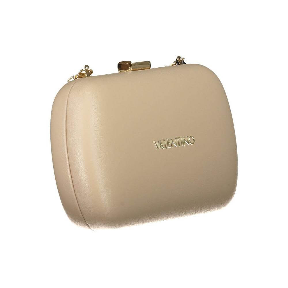 Valentino Bags beige polyethylene women’s handbag with removable chain strap and luxury logo.