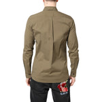Dolce & Gabbana Brown Cotton Stretch Casual Long Sleeves Shirt TSH87842-38