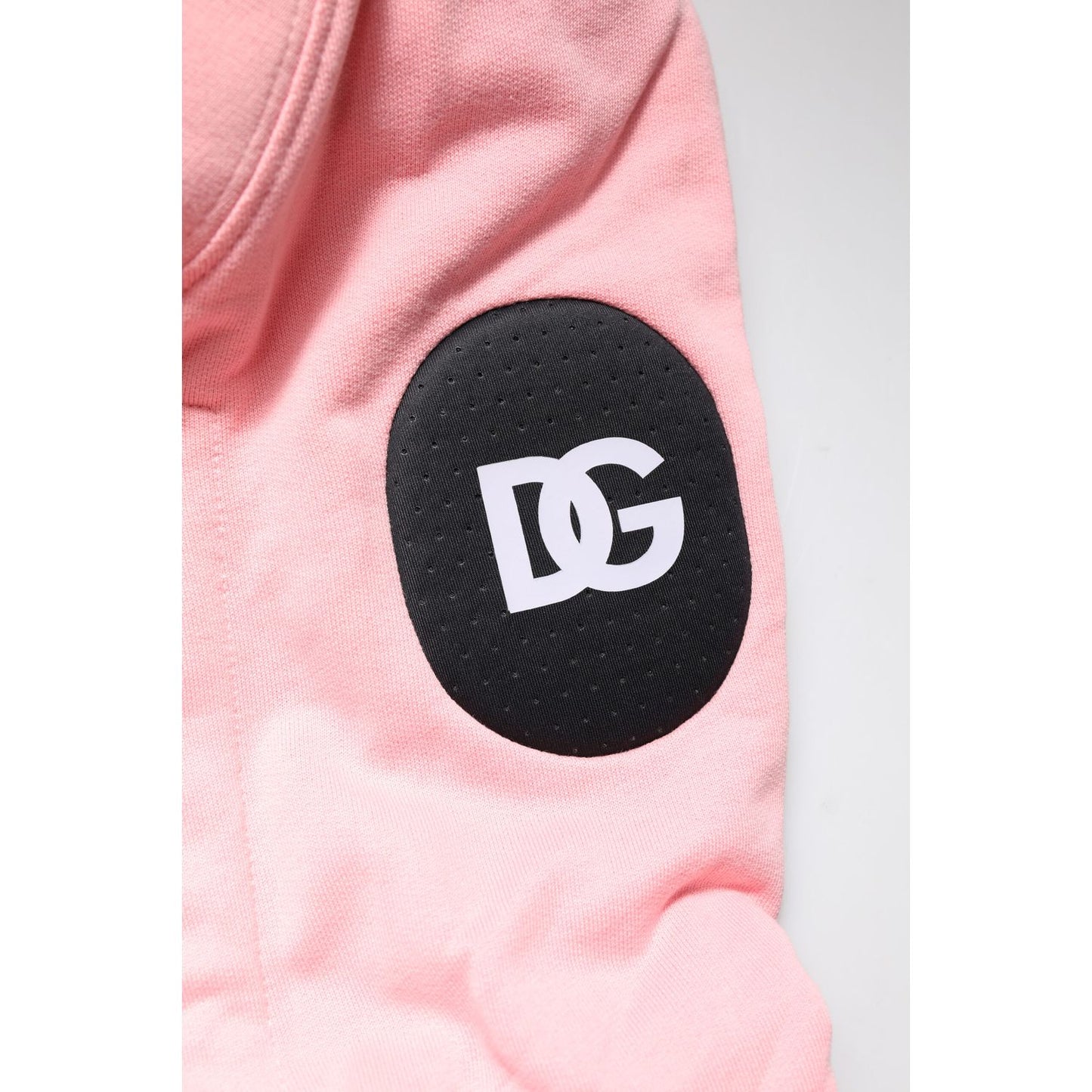 Dolce & Gabbana Pink Cotton Hooded Men Sportswear Vest Sweater