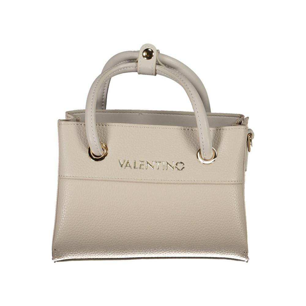 Valentino Bags gray polyethylene women's handbag with dual handles and adjustable strap.
