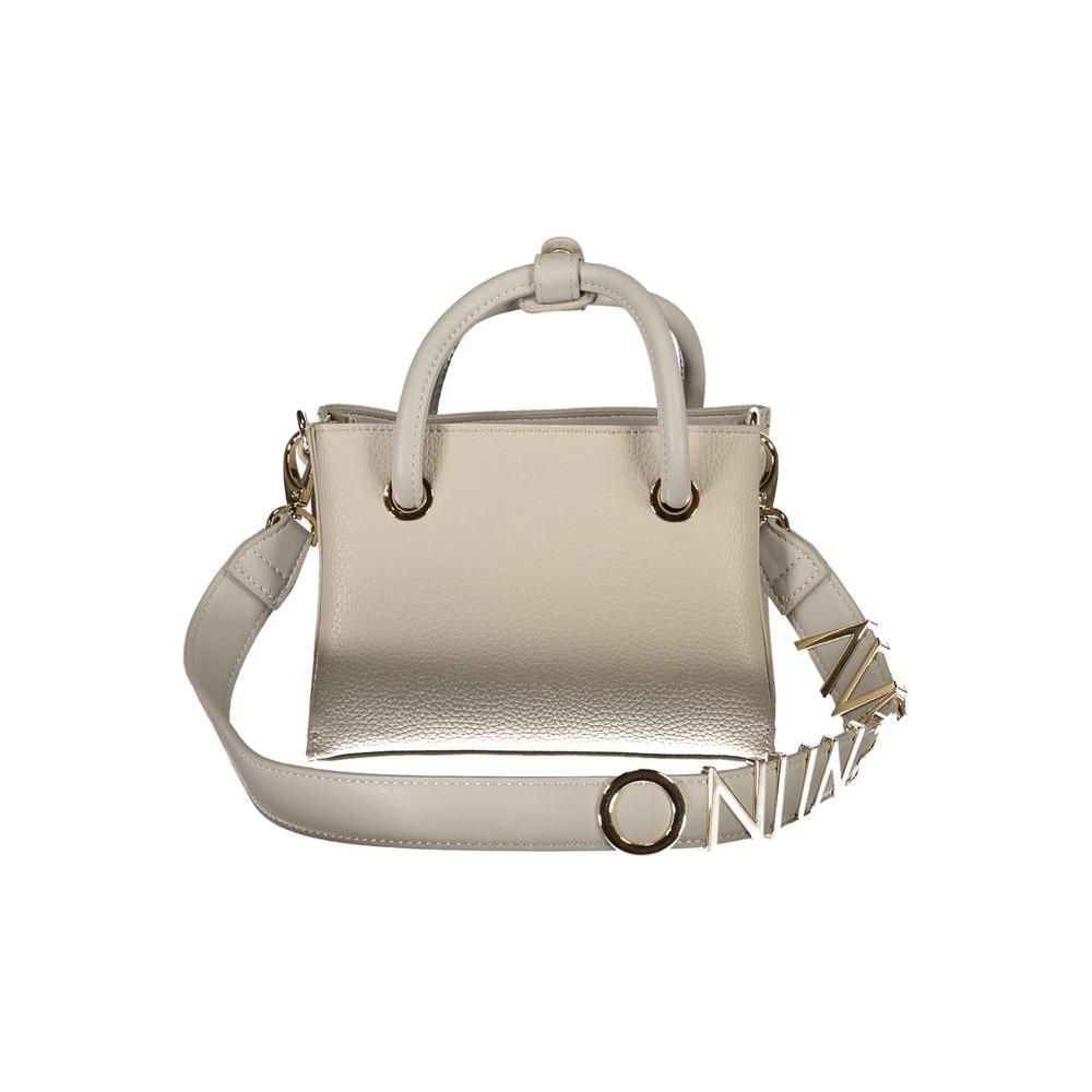 Valentino Bags gray polyethylene women's handbag with dual handles, removable shoulder strap, and adjustable strap for versatile use.