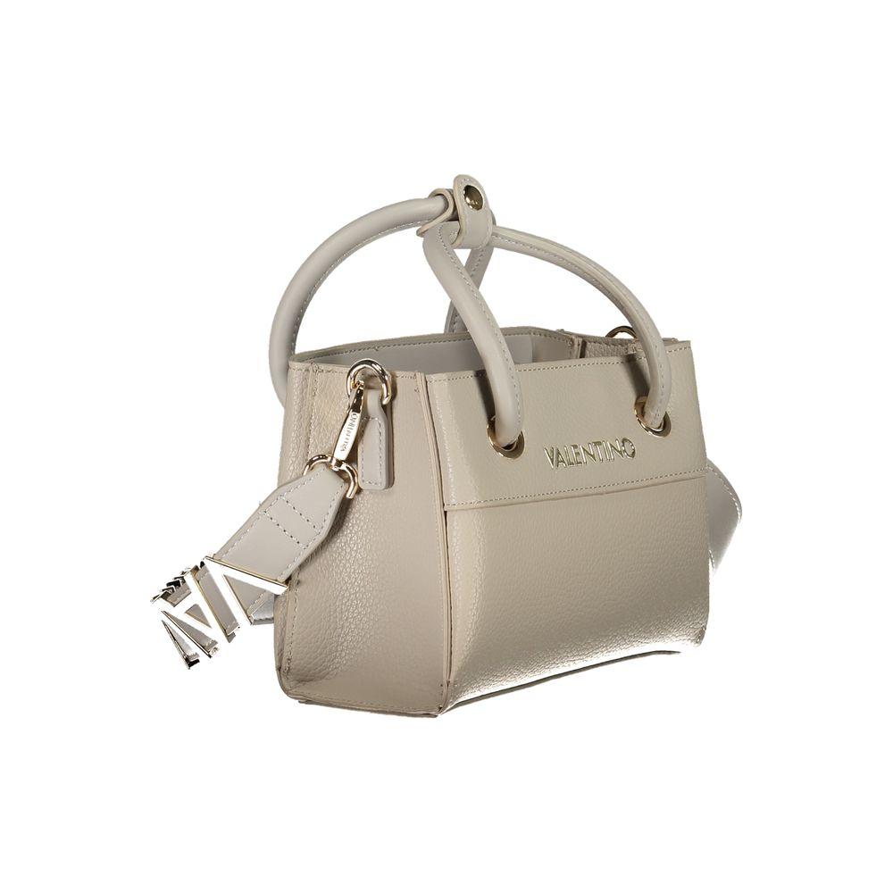Valentino Bags gray polyethylene women's handbag with dual handles and removable shoulder strap.