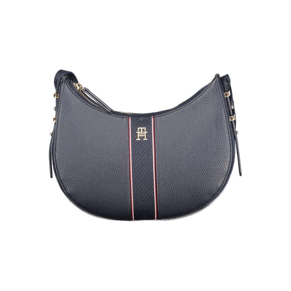 Tommy Hilfiger Blue Polyethylene Women's Handbag with Logo and Adjustable Strap