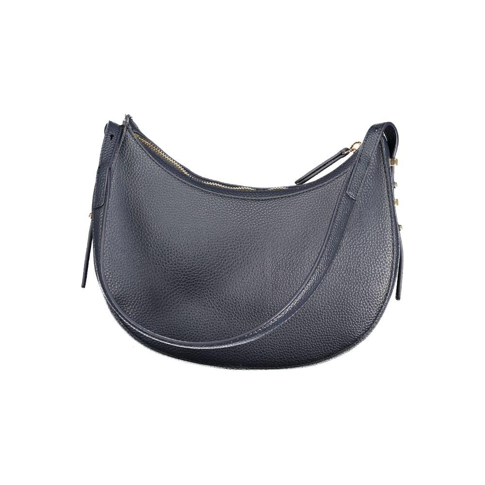 Tommy Hilfiger blue polyethylene women's handbag with adjustable shoulder strap and prominent logo, featuring a sleek zip closure.