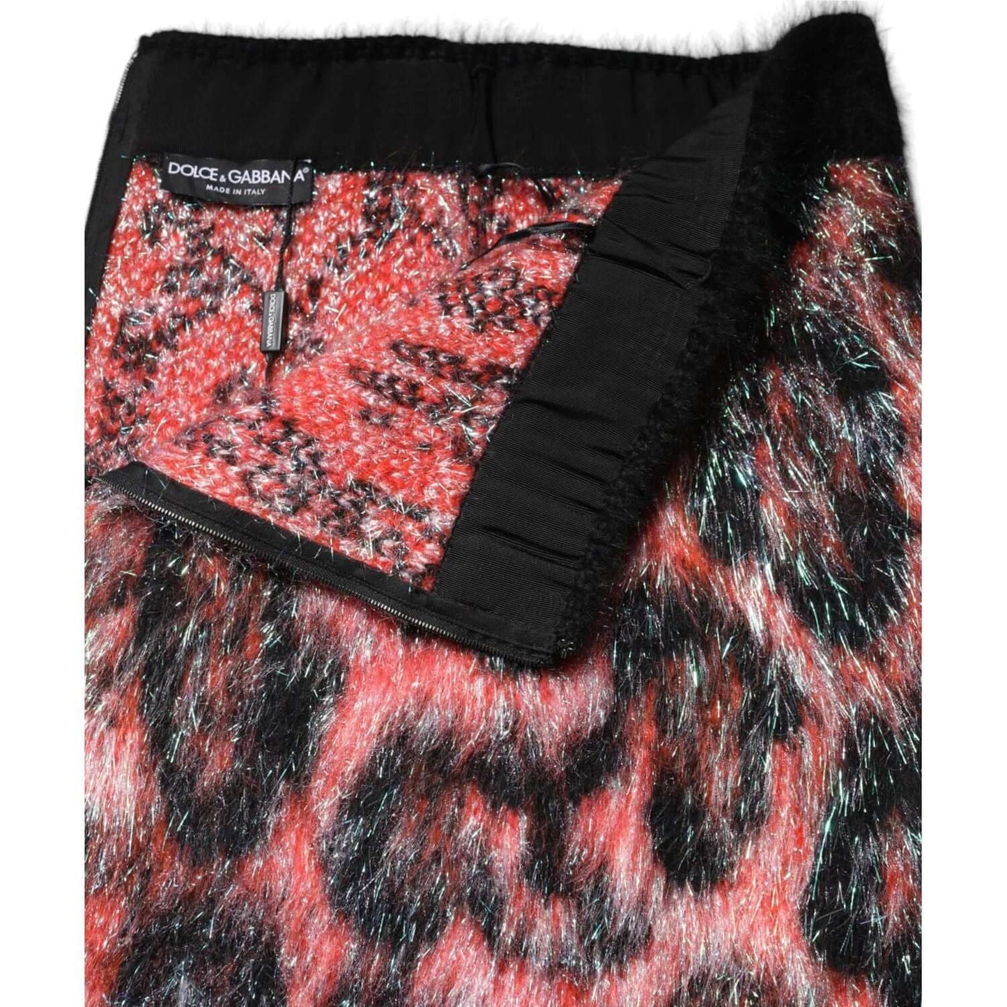 Dolce & Gabbana Multicolor Plush High Waist Mini Skirt