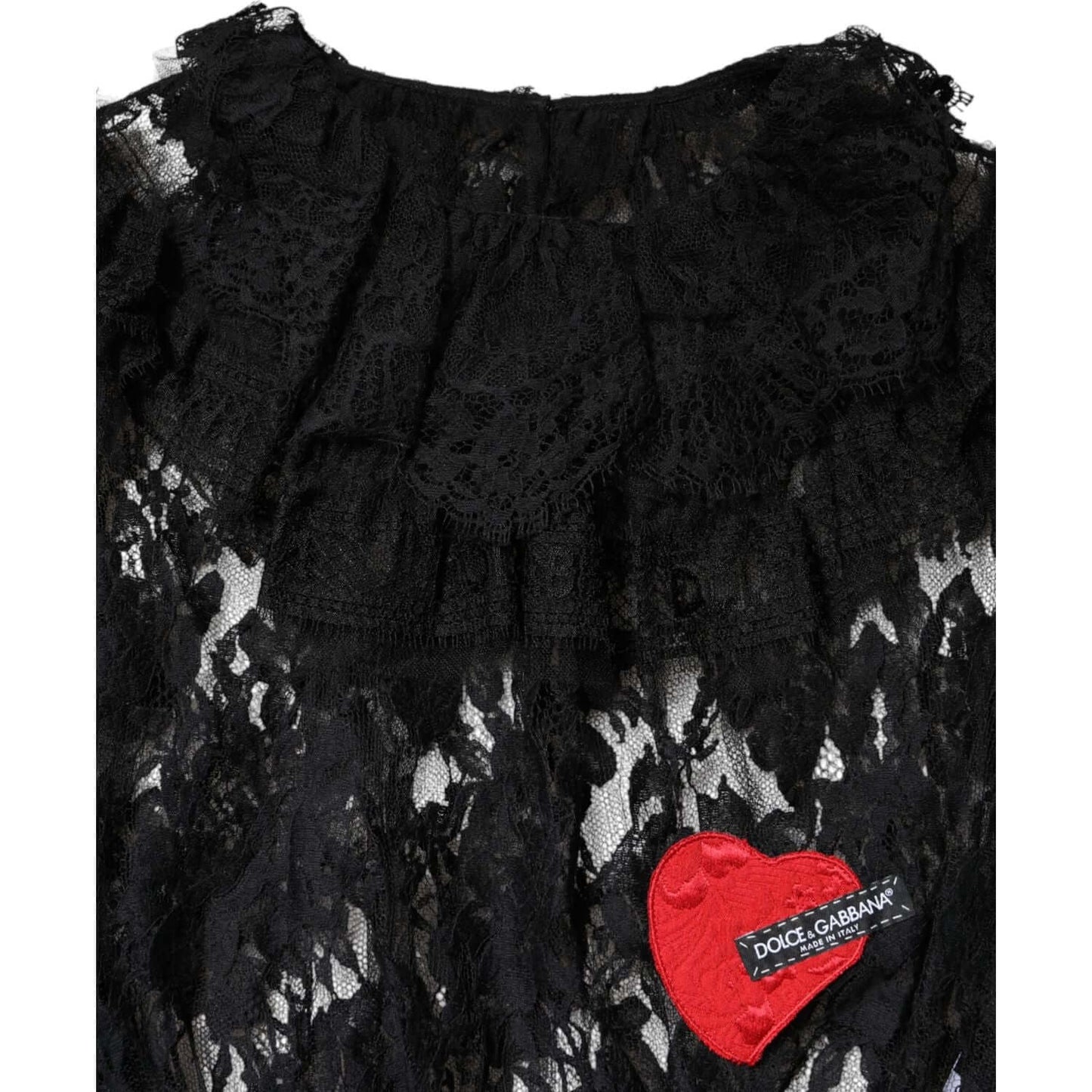 Dolce & Gabbana Black Cotton Floral Lace Women Blouse Top