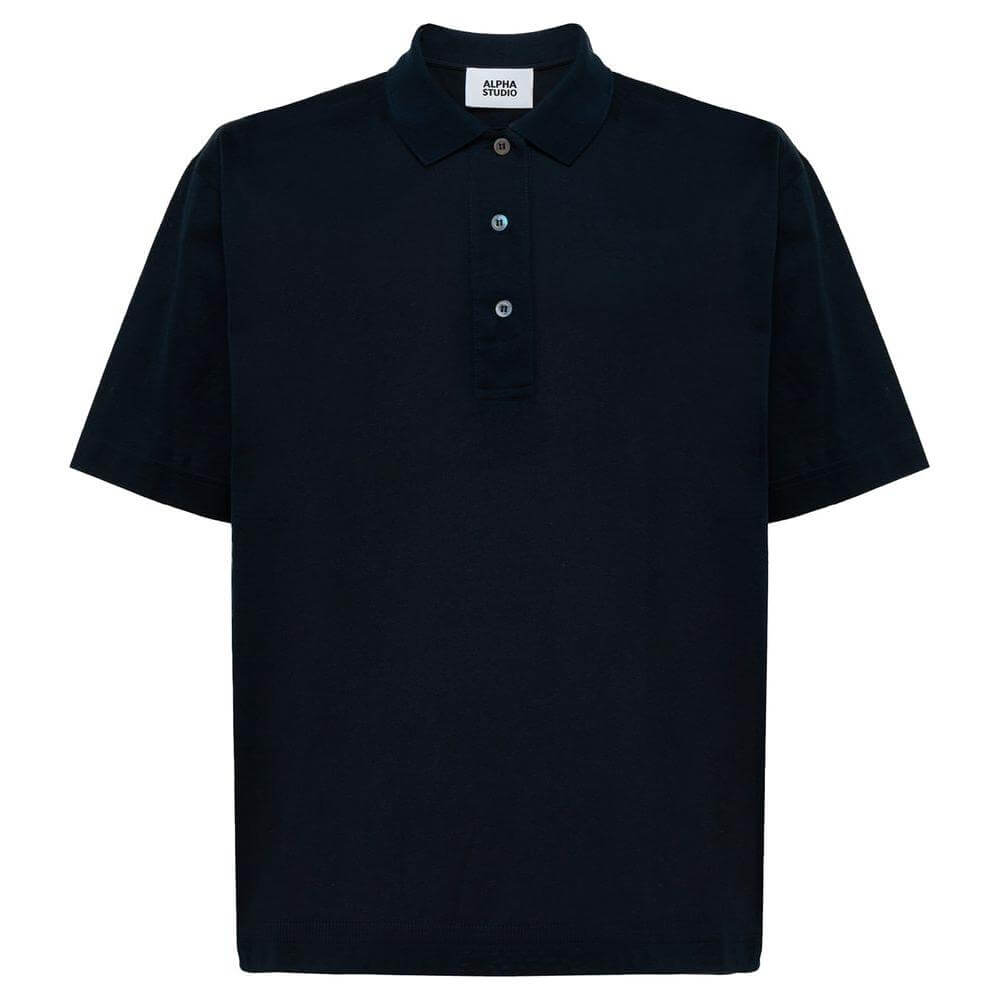 Alpha Studio Blue Cotton Polo Shirt