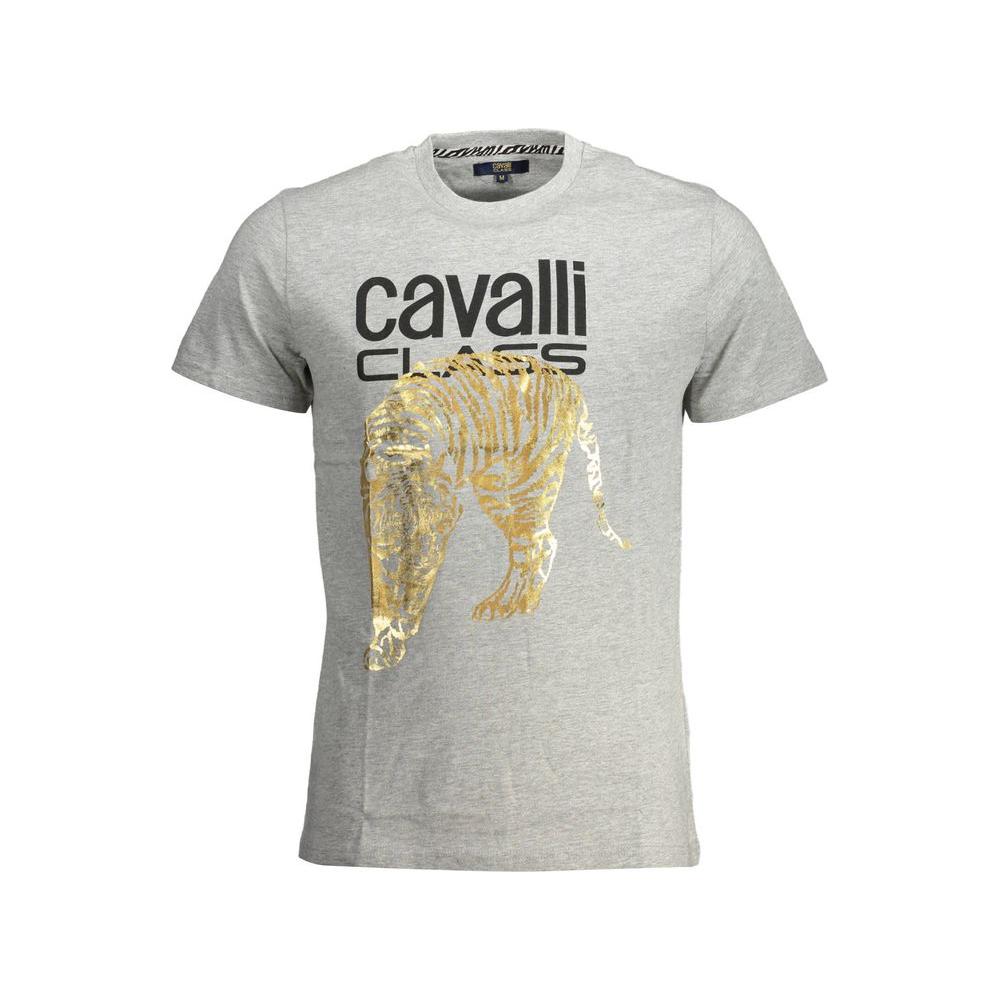 Cavalli Class Gray Cotton Men T-Shirt