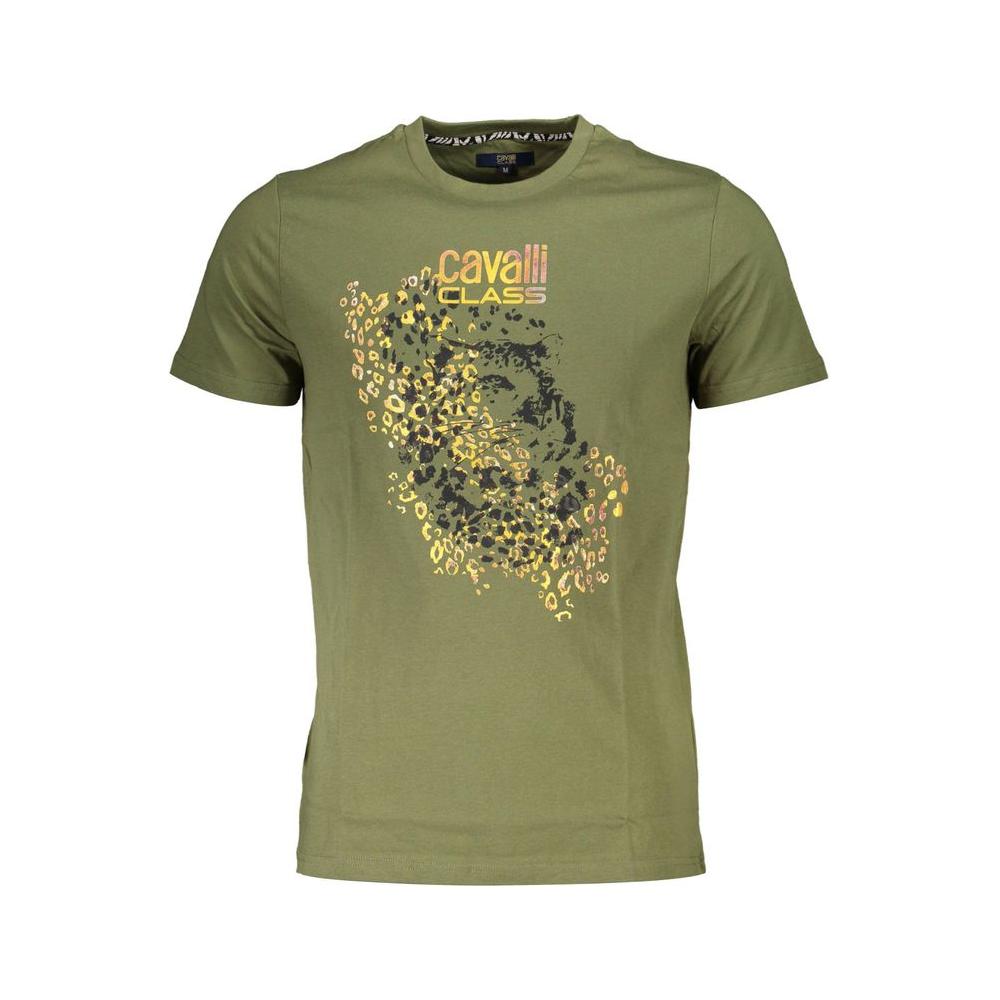 Cavalli Class Green Cotton T-Shirt