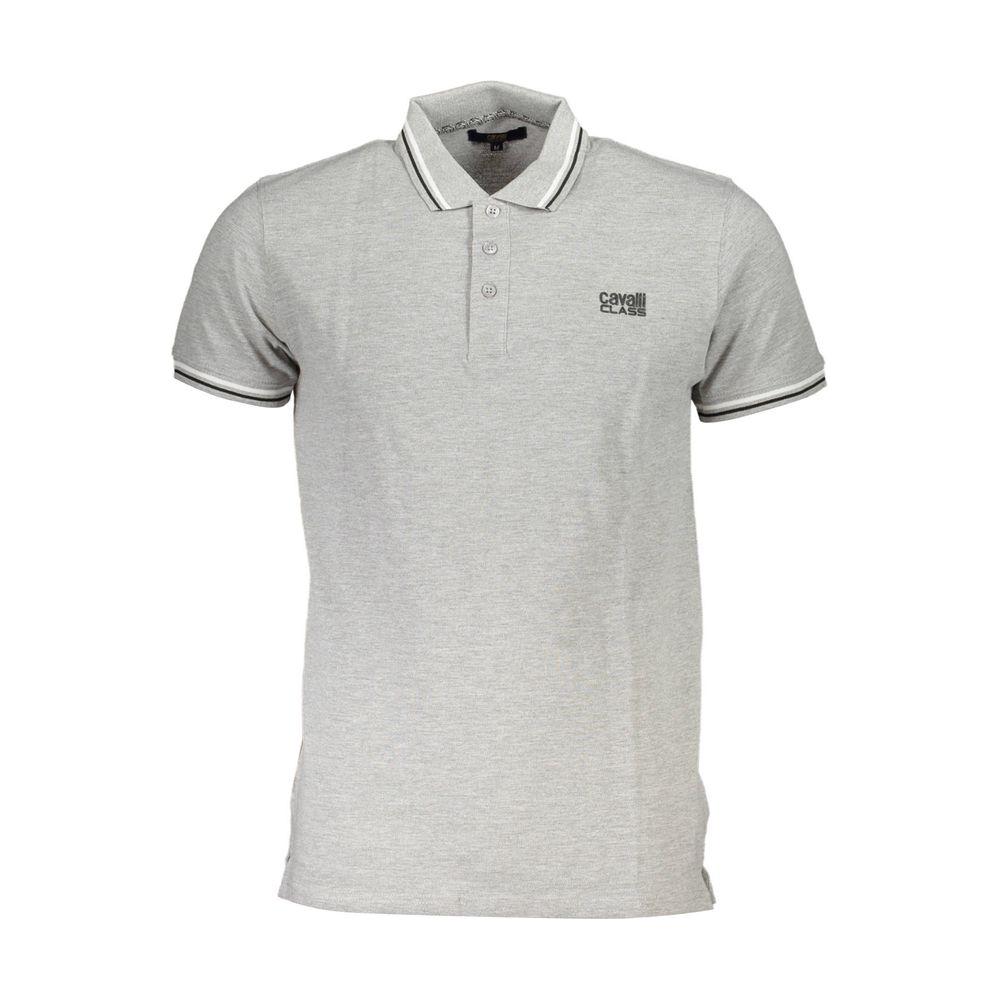 Cavalli Class Gray Cotton Men Polo Shirt