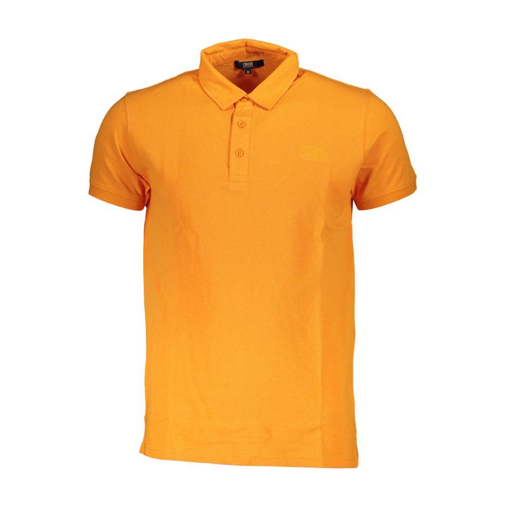 Cavalli Class Orange Cotton Polo Shirt