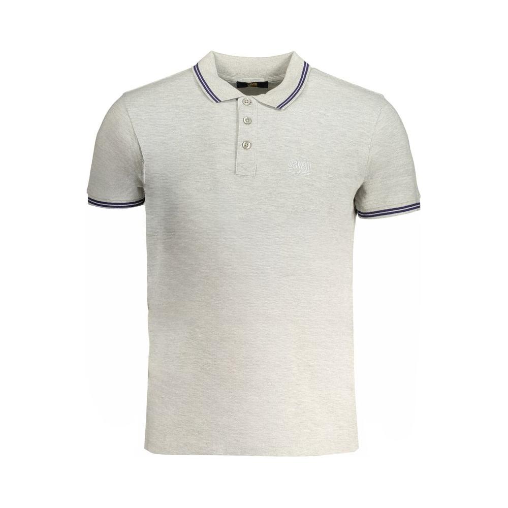 Cavalli Class Gray Cotton Men Polo Shirt