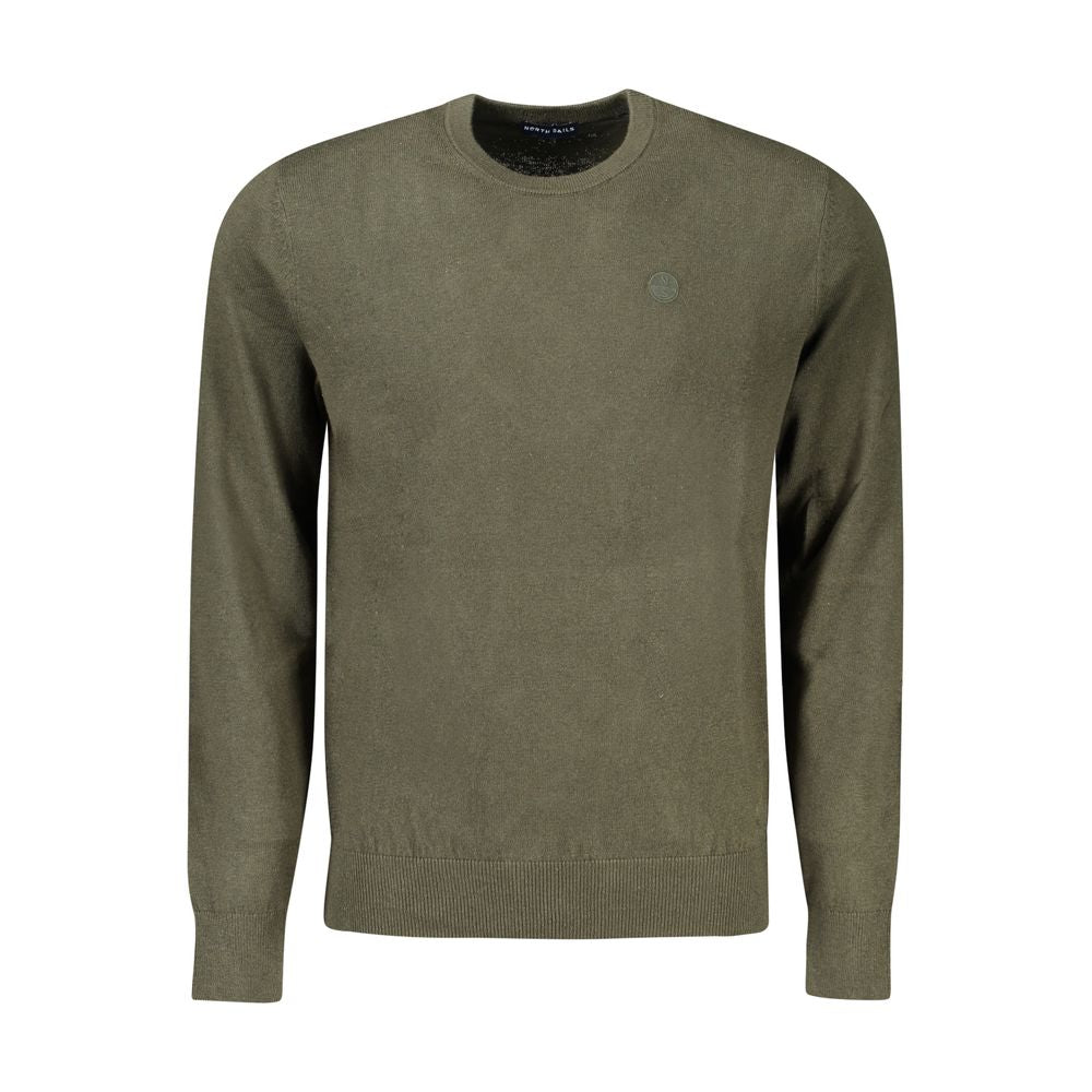 North Sails green cotton sweater with long sleeves, crew neck, and logo application. Perfect for a casual, stylish look.