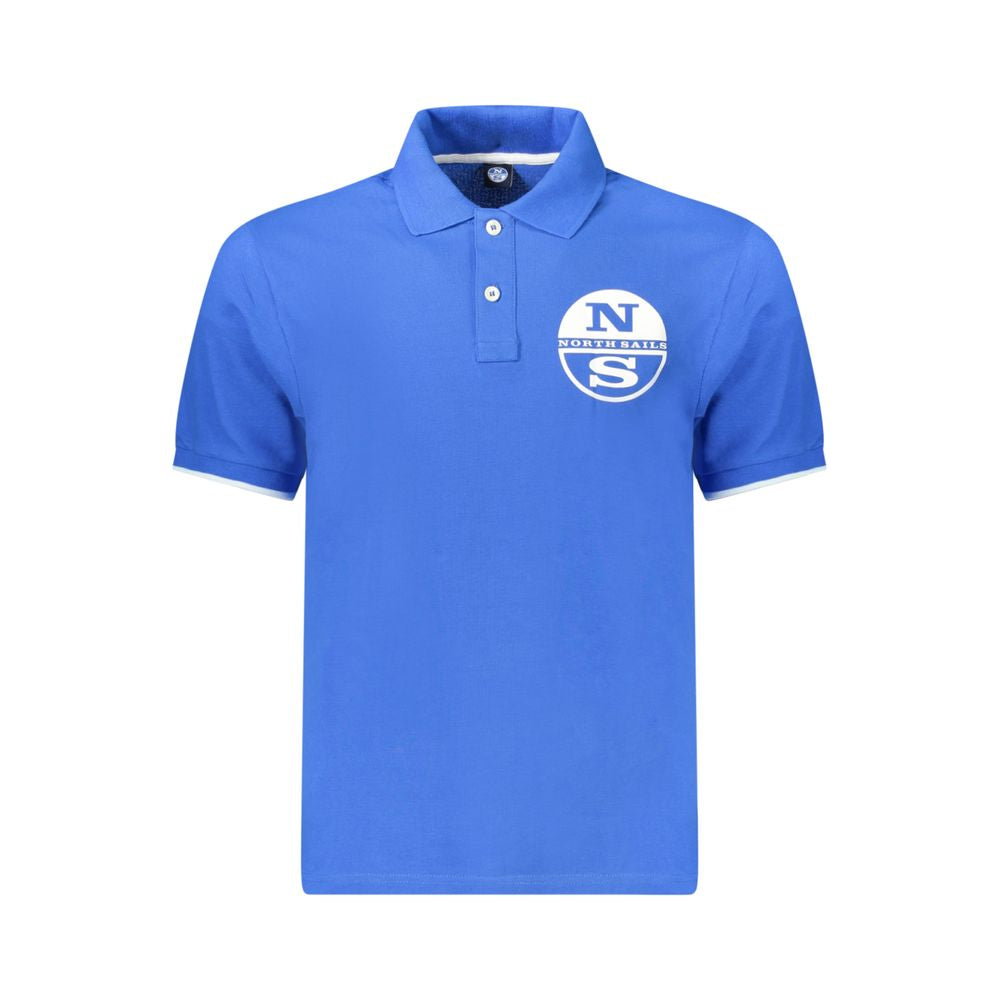 North Sails blue cotton men's polo shirt with logo, perfect for nautical activities or casual outings. Comfortable and stylish fashion choice.