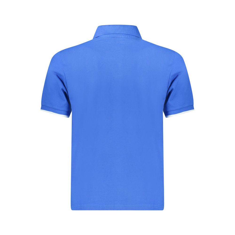 Back view of North Sails blue cotton men's polo shirt with stylish nautical details and brand logo, perfect for casual or nautical wear.