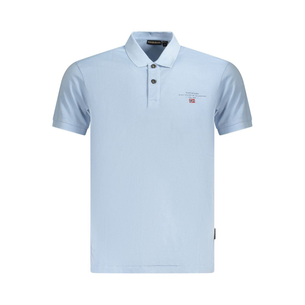Napapijri light blue cotton men's polo shirt with two-button placket and embroidered logo, offering style and comfort for trendsetters.