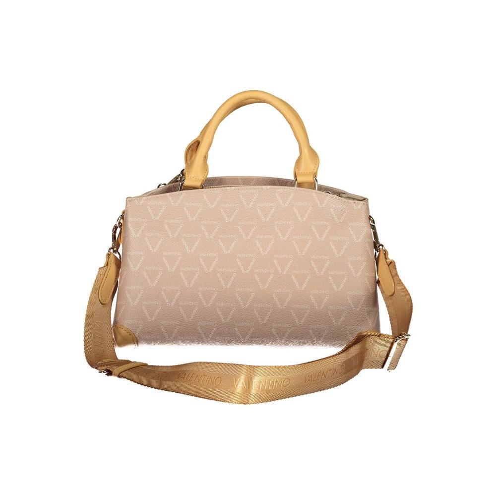 Valentino Bags beige polyethylene handbag with dual handles, removable straps, external pockets, zip closure, and contrasting details.