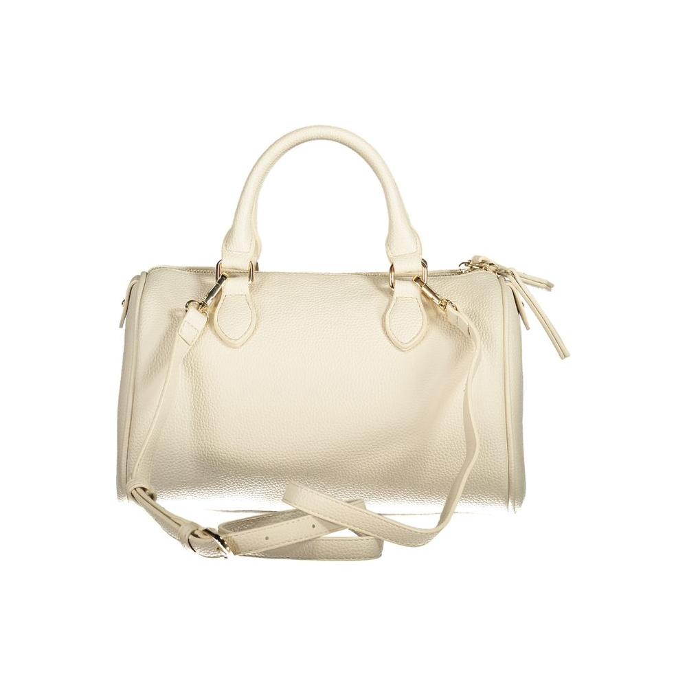 Valentino Bags beige polyethylene women's handbag with elegant handles, adjustable strap, and secure zip closure.