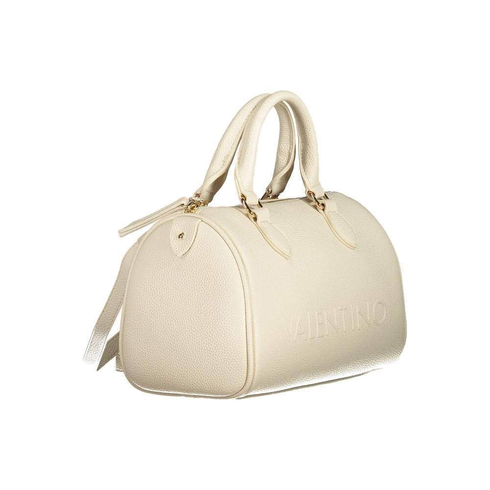 Valentino Bags beige polyethylene handbag for women with two handles and a removable shoulder strap, featuring a zip closure.