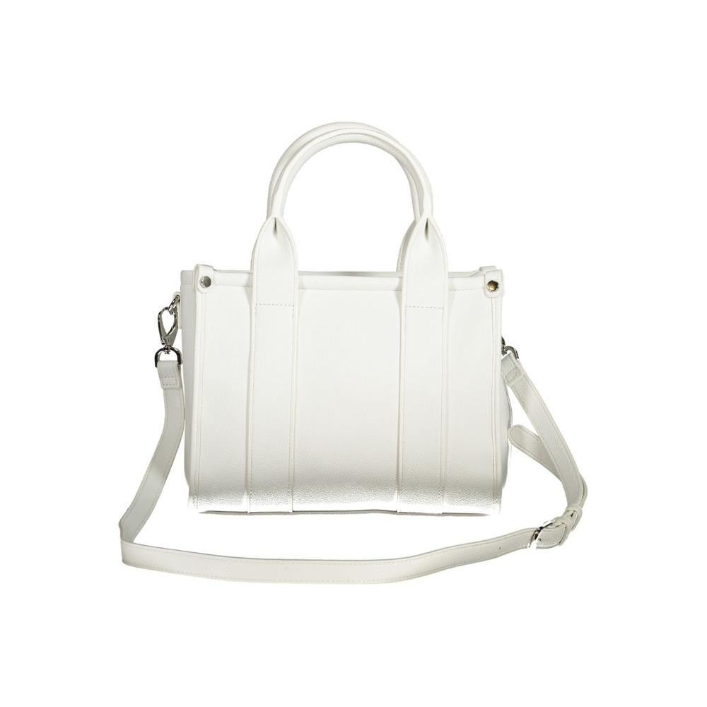 Valentino Bags white polyethylene handbag with dual handles and adjustable strap.