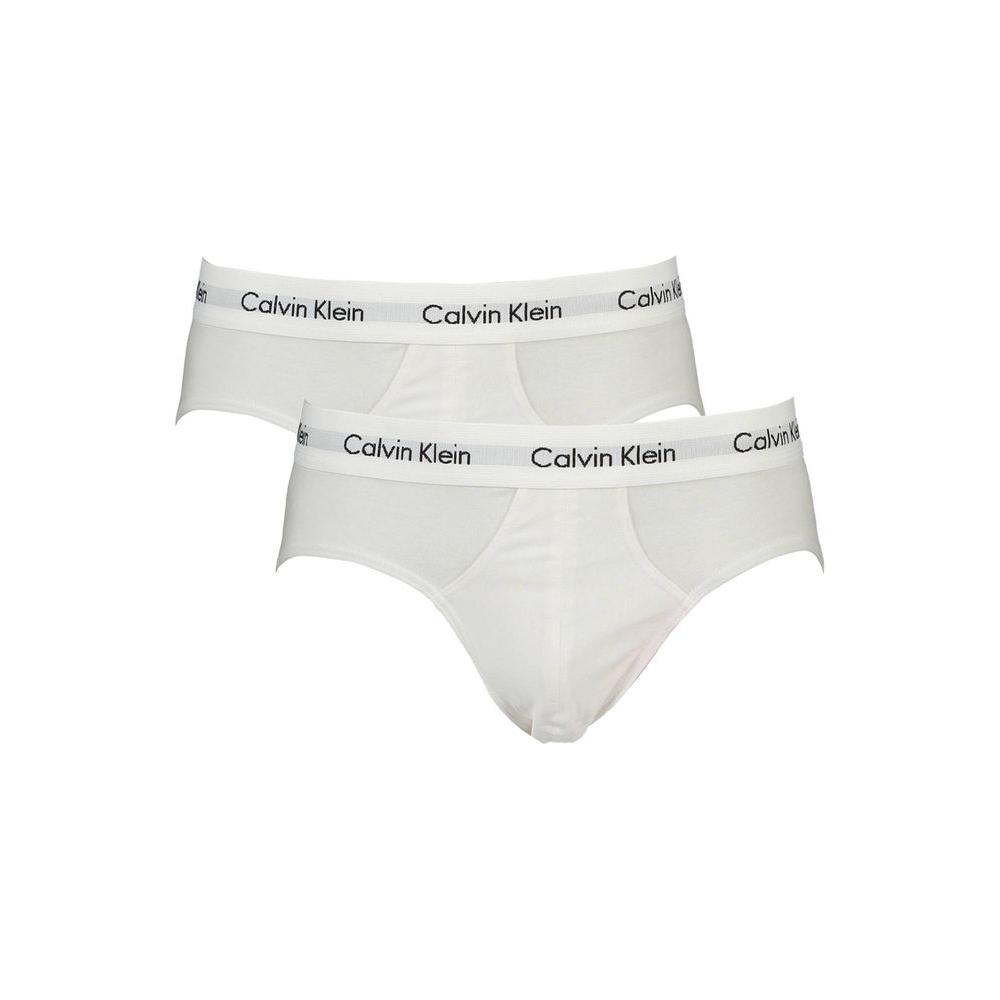 Calvin Klein white cotton underwear tri-pack brief, elastic waist with logo, 3 pieces.