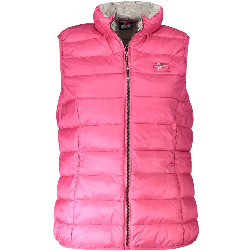 Norway 1963 pink polyamide women jacket with zip closure, sleeveless design, and dual pockets, showcasing fashion-forward elegance.