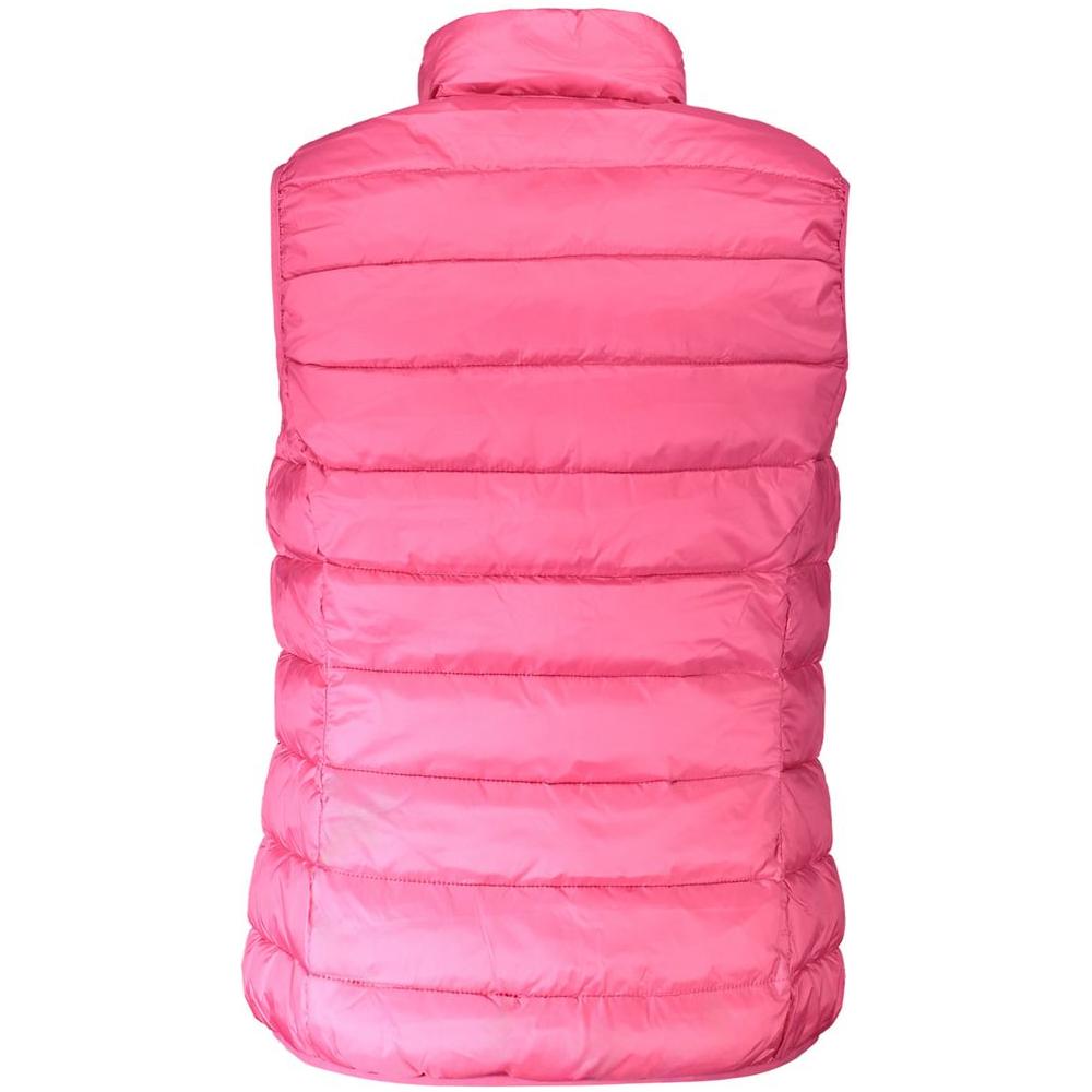Norway 1963 pink polyamide women's jacket, showcasing a quilted sleeveless design with functional appeal and vibrant color.