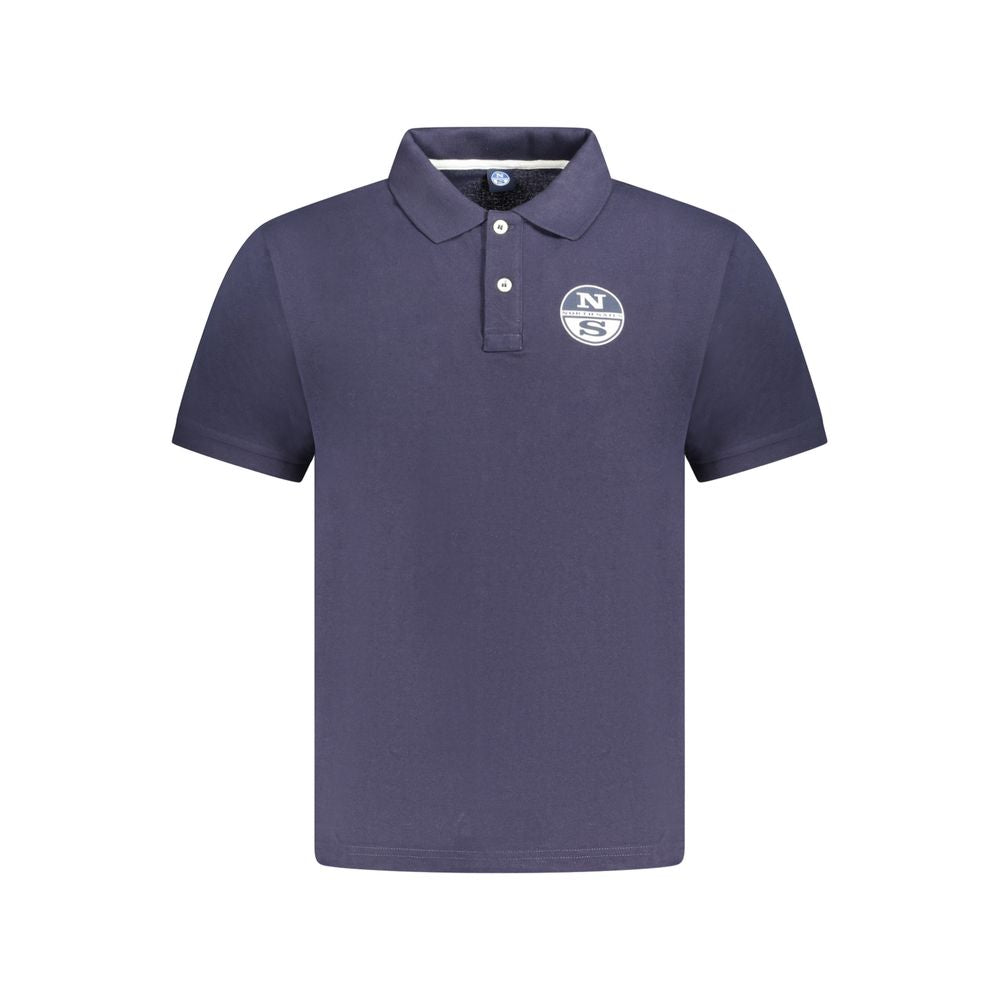 North Sails blue cotton men's polo shirt with logo, short sleeves, premium fabric, perfect for casual and refined looks.