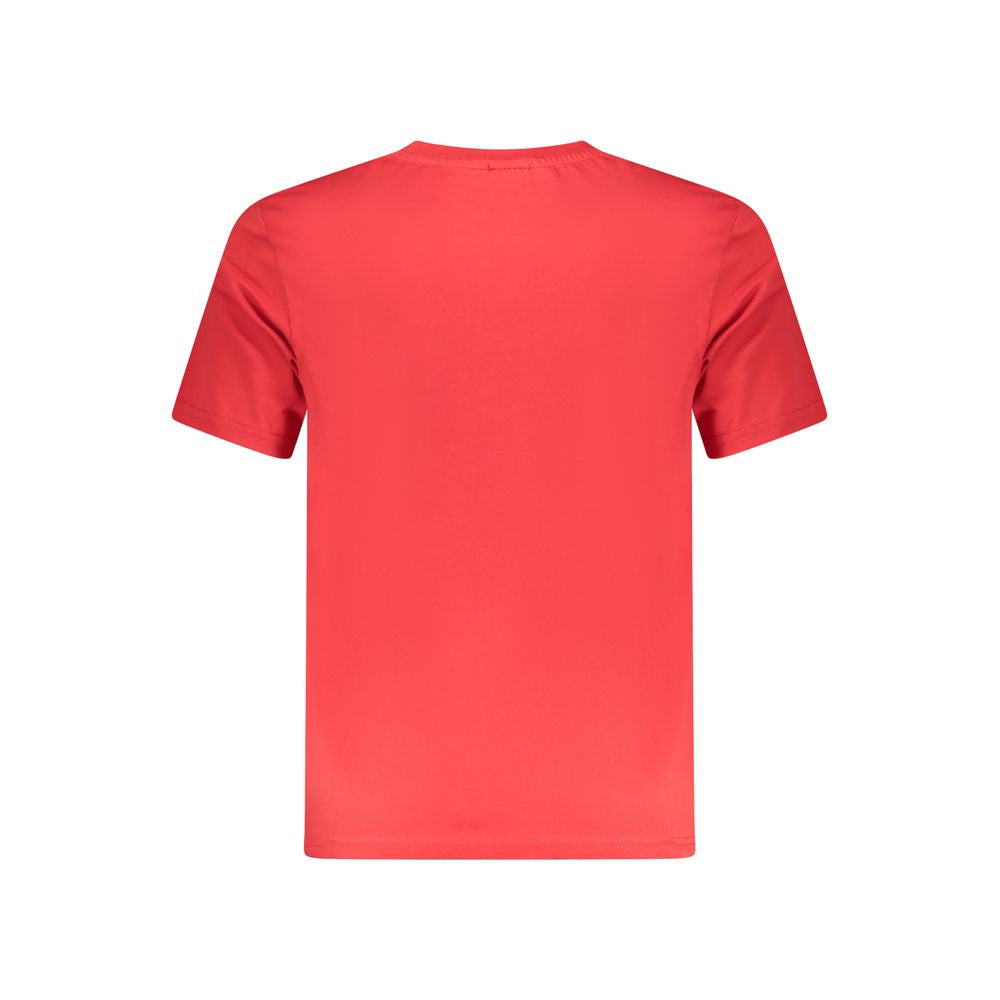 Back view of North Sails Red Cotton Men T-Shirt, short sleeves, crew neck, perfect for casual nautical style and comfort