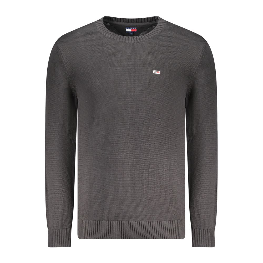 Tommy Hilfiger black cotton men's sweater with iconic logo, perfect for casual wear and layering, crafted for comfort and style.