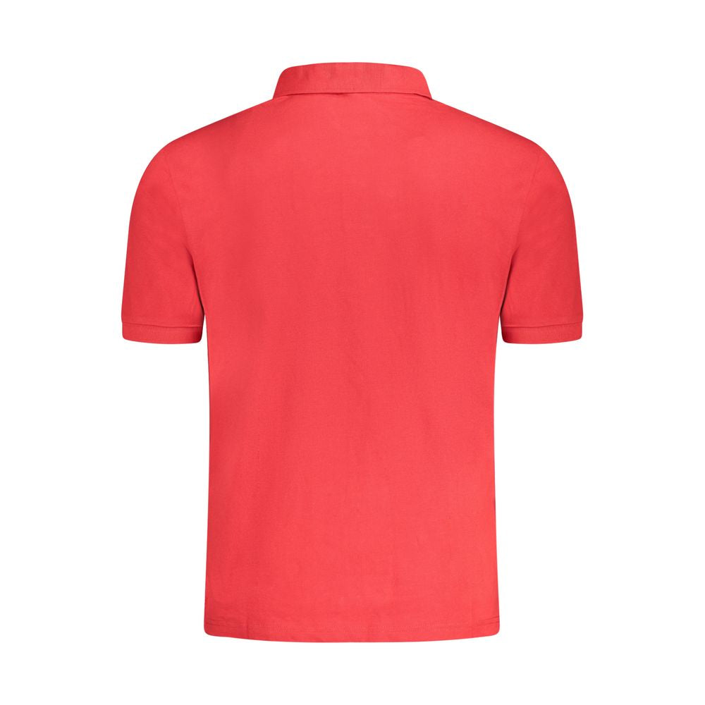 Back view of North Sails Red Cotton Men Polo Shirt showcasing classic design and vibrant color.