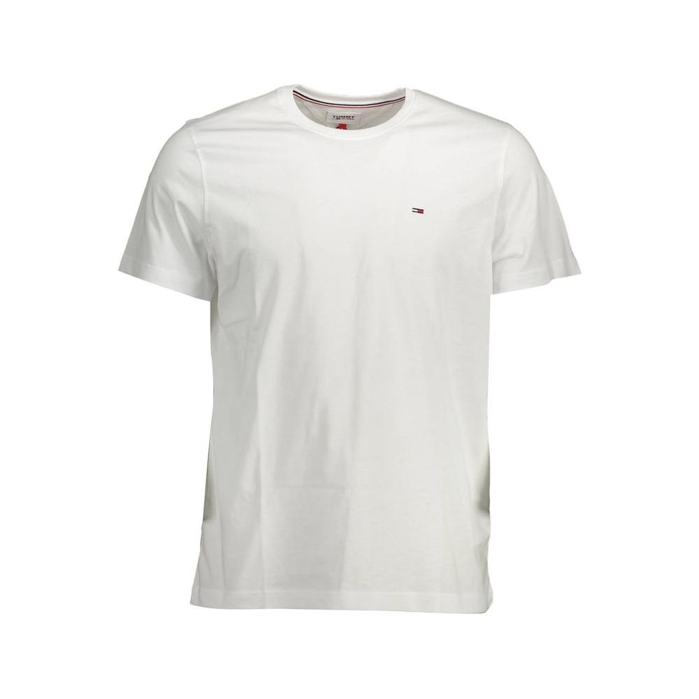 Tommy Hilfiger white cotton t-shirt with short sleeves, crew neck, and logo embroidery. Made from 100% organic cotton.