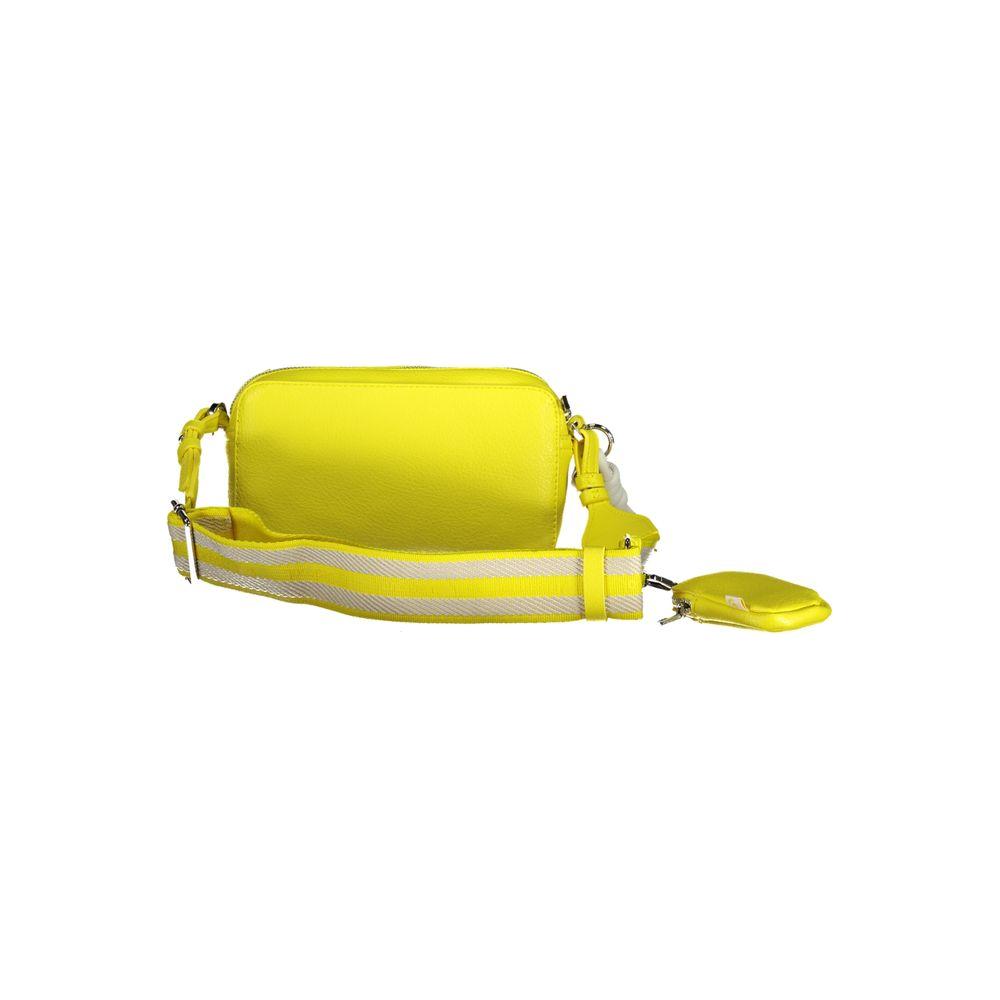 Desigual yellow polyethylene handbag with removable shoulder handle, adjustable straps, external and internal pockets, zip closure.