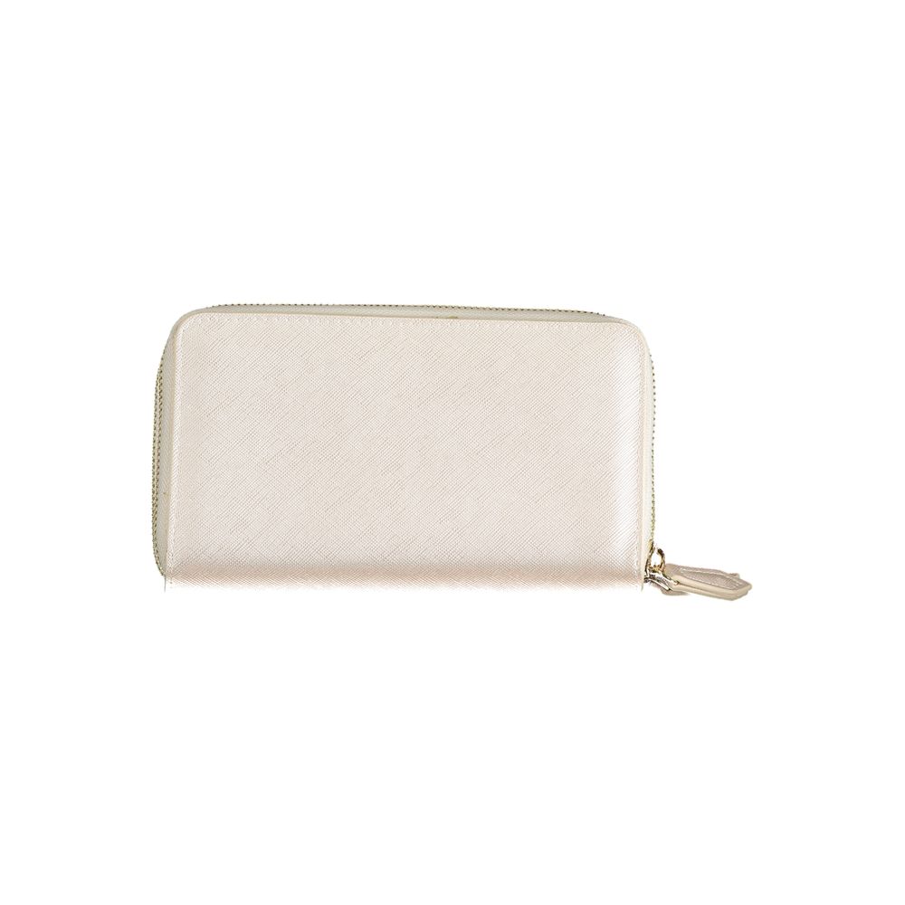 Valentino Bags gray polyethylene women's wallet with zip closure, sleek compartments, and card spaces for modern essentials.