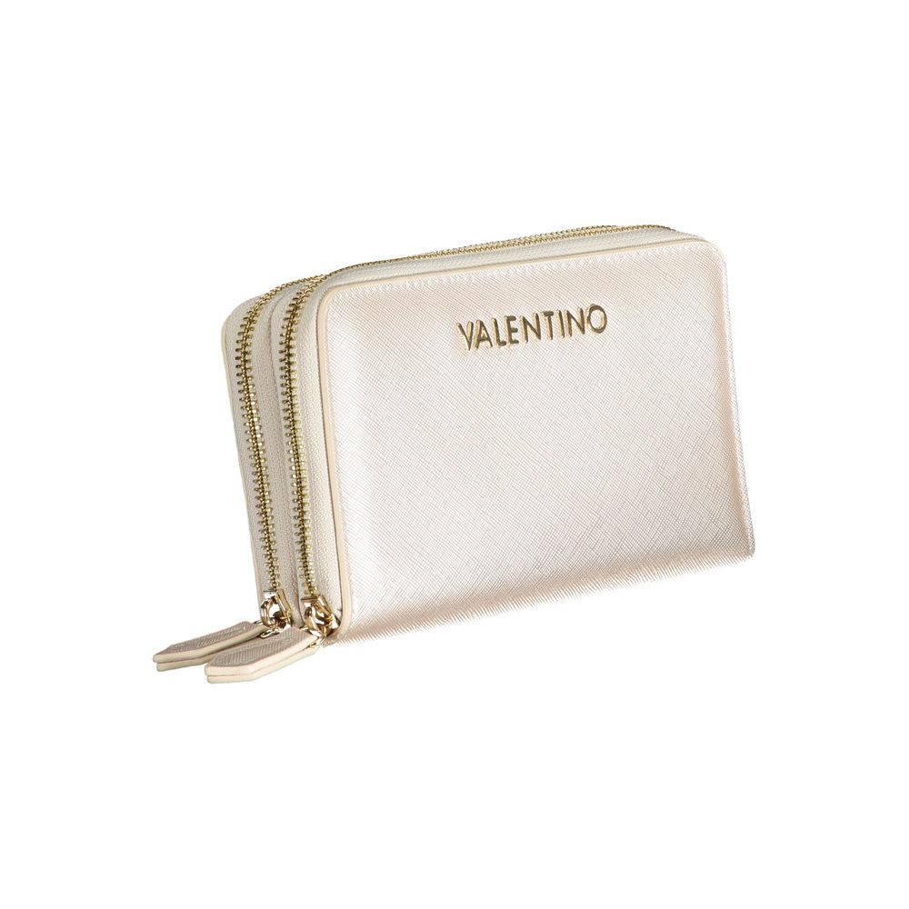 Valentino Bags beige wallet with dual zip closures and logo detailing, showcasing sophisticated design for modern women.