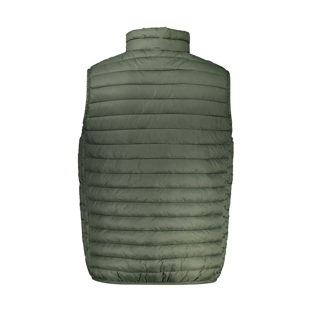 Back view of North Sails green sleeveless polyamide jacket with horizontal quilting, ideal for lightweight comfort and style.